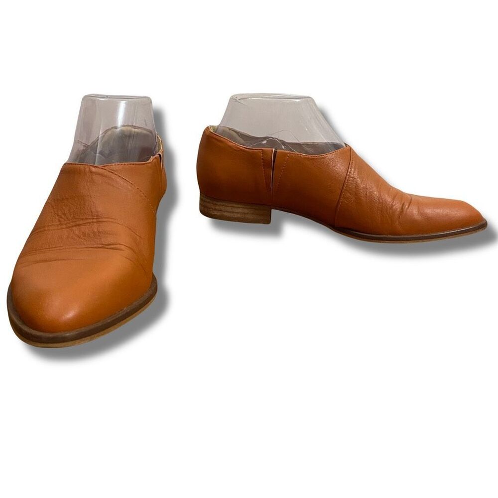 Anthropologie Women’s Size 37 Slip On Ankle Shoes Brown Leather Low Heel